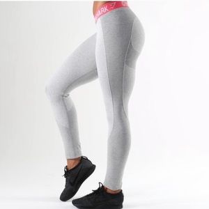 Gymshark Flex Leggings - Light Grey Marl/Sherbet Pink